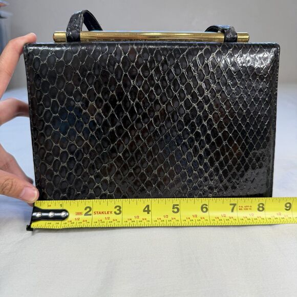 Vintage Stuart Weitzman Snake Embossed Leather Evening Shoulder Bag Purse - Picture 11 of 14